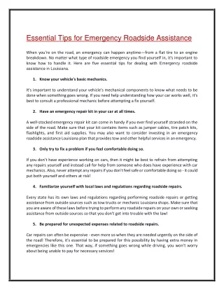 essential tips for emergency roadside assistance