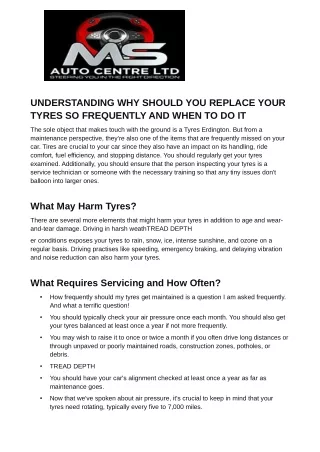 understanding why should you replace your tyres