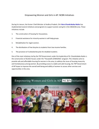 Empowering Women and Girls in AP_ NCBN Initiatives