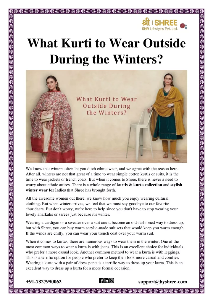 what kurti to wear outside during the winters