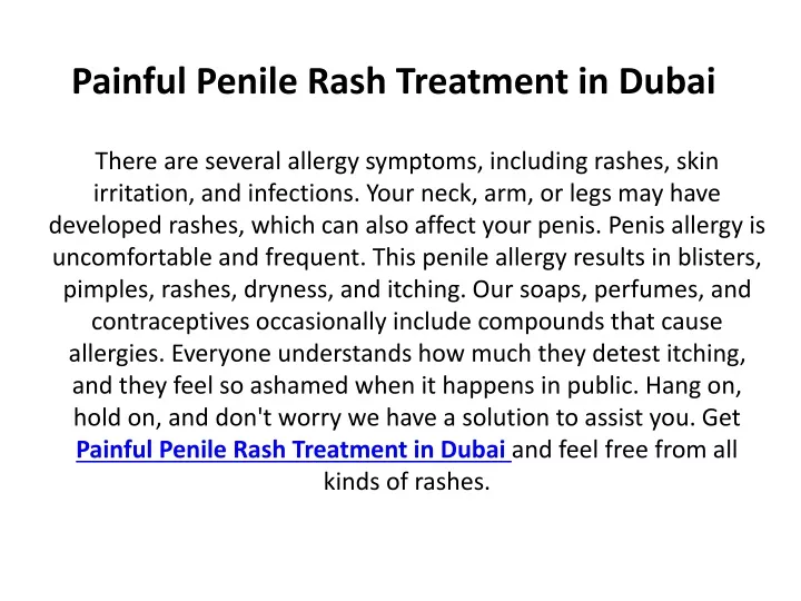 painful penile rash treatment in dubai