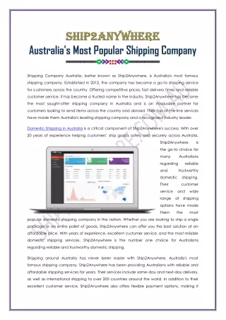 Ship2Anywhere: Shipping Company Australia