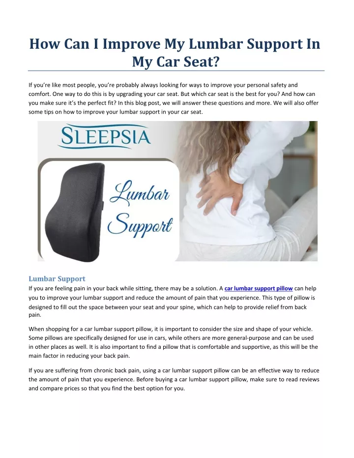 how can i improve my lumbar support in my car seat