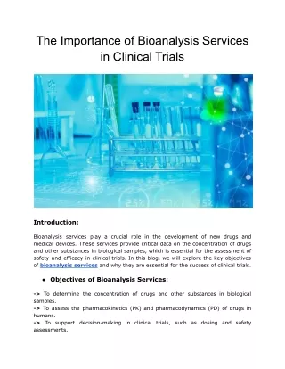 the importance of bioanalysis services