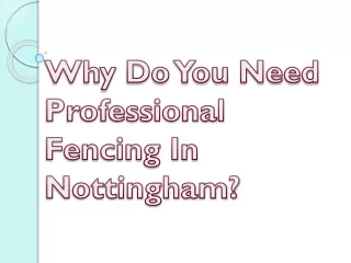 Why Do You Need Professional Fencing In Nottingham?