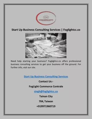 Start Up Business Consulting Services | Foglightcc.co