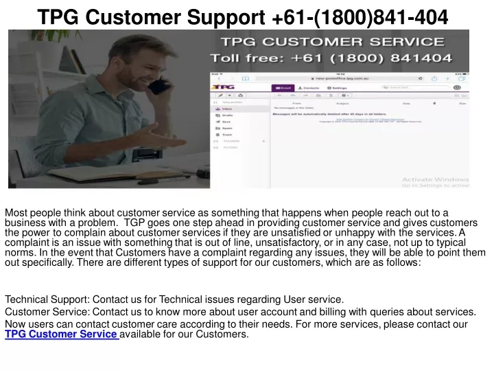 tpg customer support 61 1800 841 404