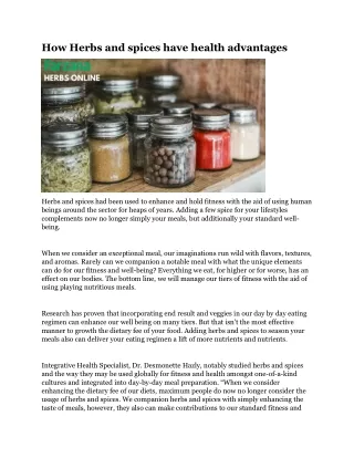 how herbs and spices have health advantages