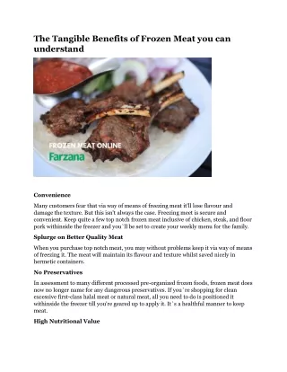 the tangible benefits of frozen meat