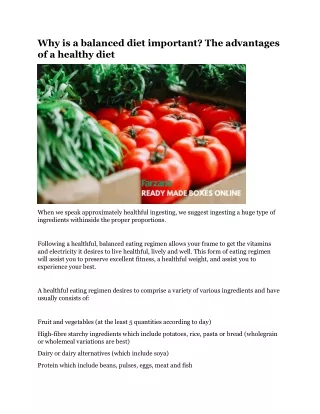 why is a balanced diet important the advantages