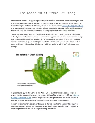 The Benefits of Green Building