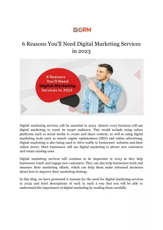 6 Reasons You'll Need Digital Marketing Services in 2023 - Digiorm
