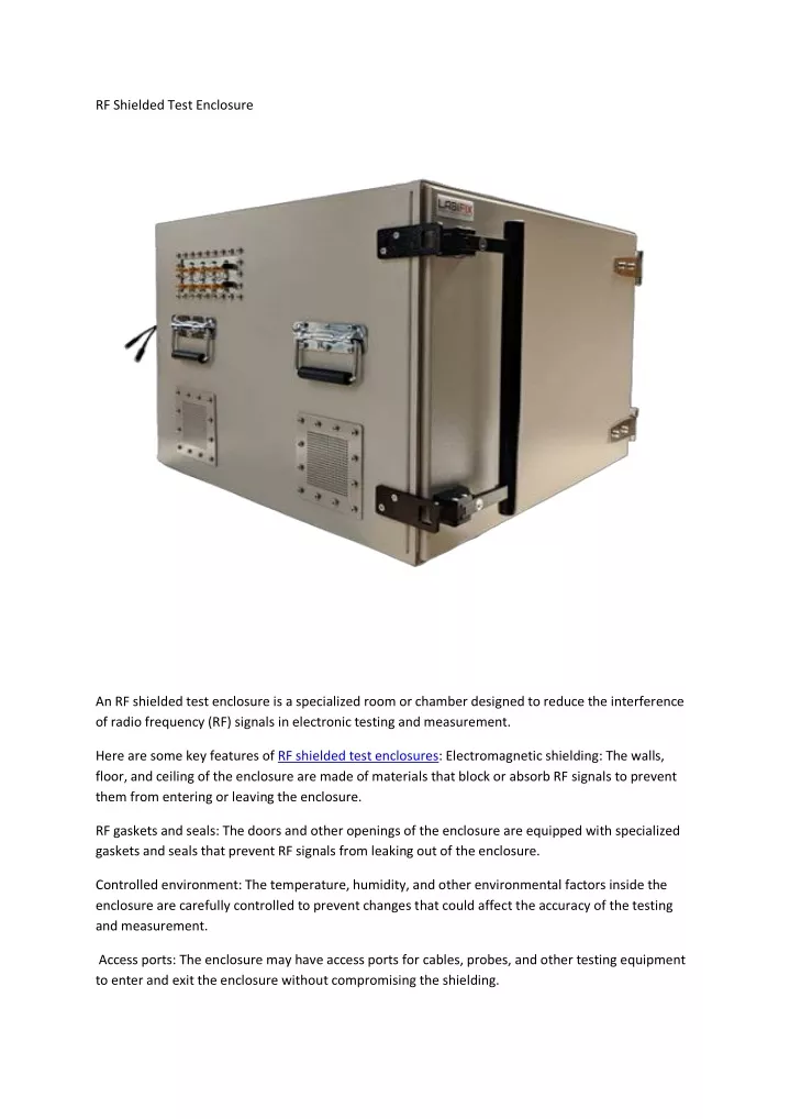 rf shielded test enclosure