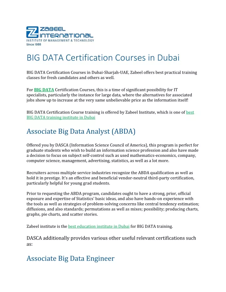 big data certification courses in dubai