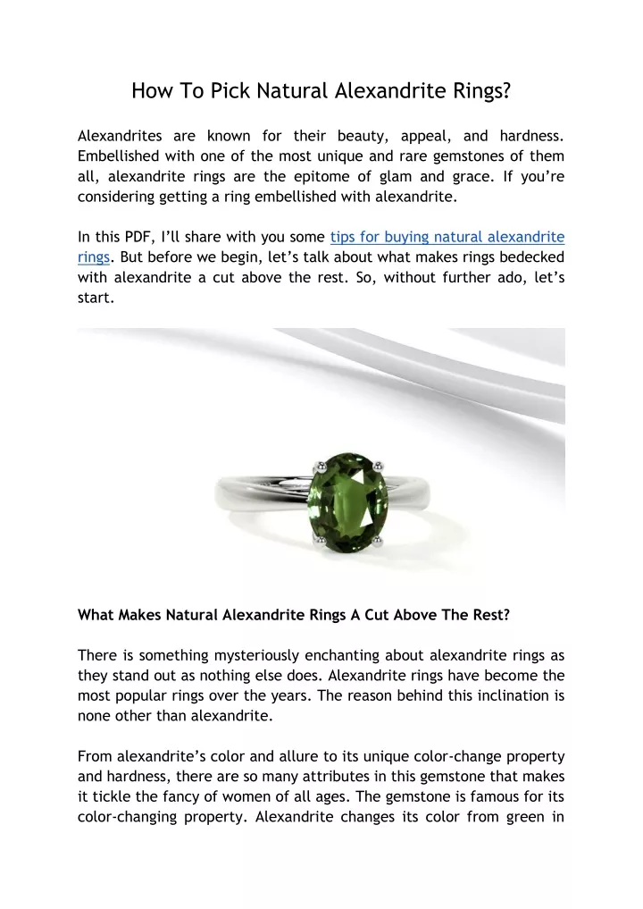 how to pick natural alexandrite rings