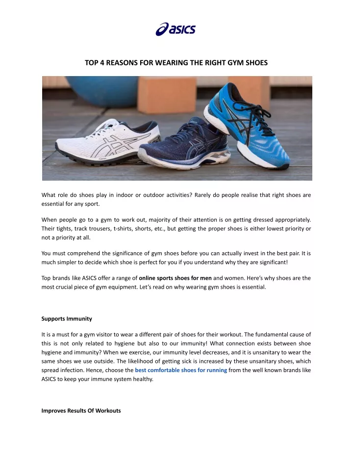 top 4 reasons for wearing the right gym shoes