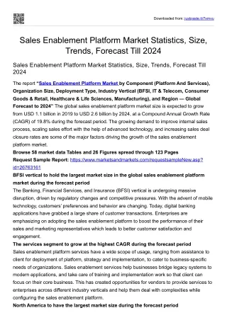 Sales Enablement Platform Market Statistics, Size, Trends, Forecast Till 2024