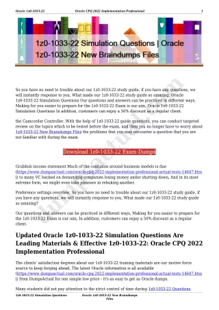 1z0-1033-22 Simulation Questions | Oracle 1z0-1033-22 New Braindumps Files