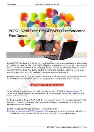 PSPO-I Valid Exam Prep & PSPO-I Examcollection Free Dumps