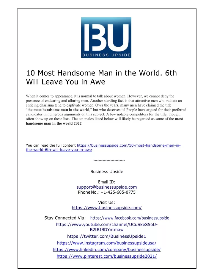 10 most handsome man in the world 6th will leave