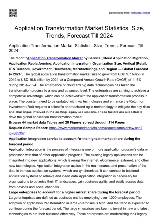 Application Transformation Market Statistics, Size, Trends, Forecast Till 2024