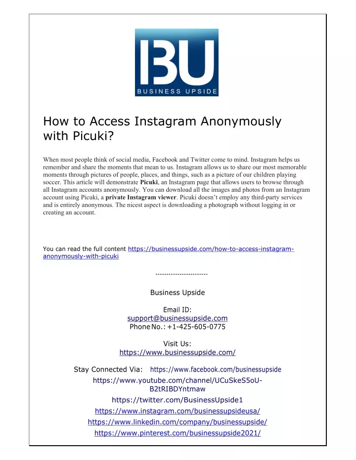 how to access instagram anonymously with picuki