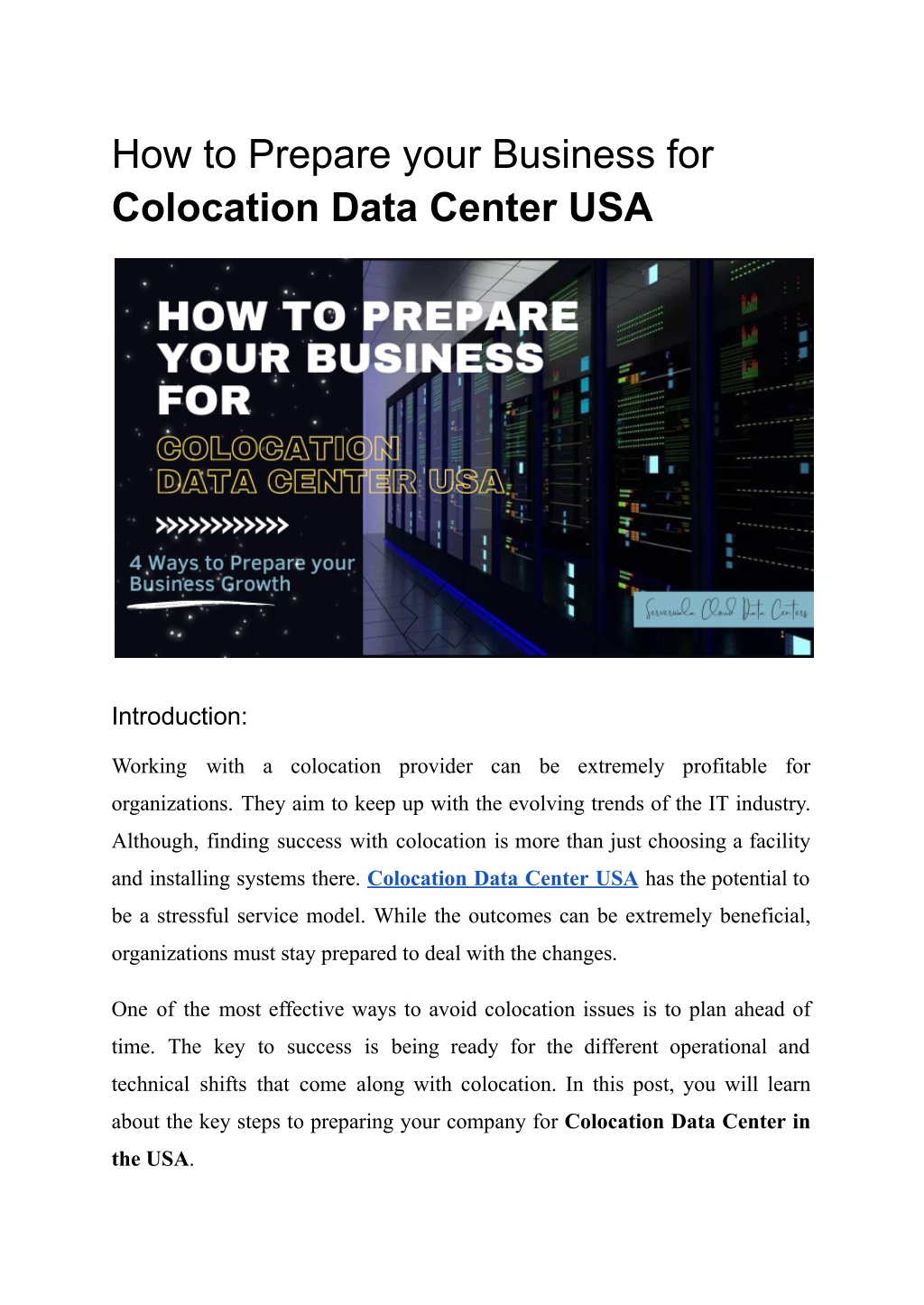 PPT - How to Prepare your Business for Colocation Data Center USA ...