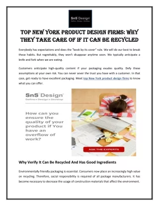 Top New York Product Design Firms Why They Take Care Of If It Can Be Recycled