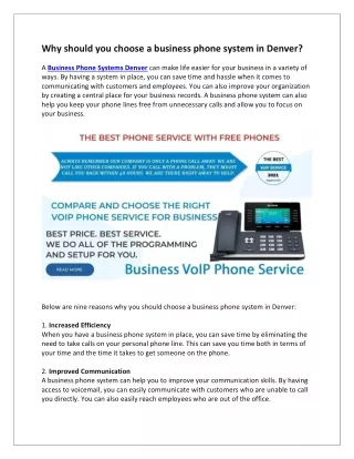 why should you choose a business phone system