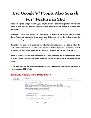 use google s people also search for feature in seo