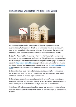 home purchase checklist for first home purchase