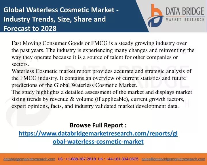 global waterless cosmetic market industry trends