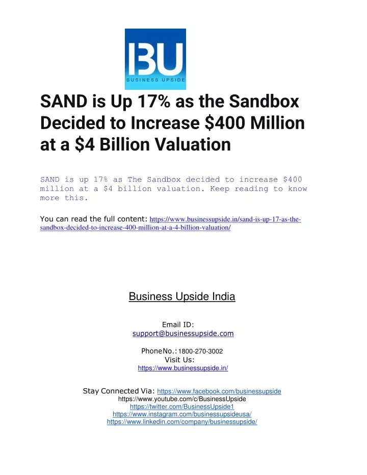 sand is up 17 as the sandbox decided to increase