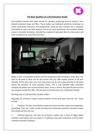 the best qualities of a 2d animation studio