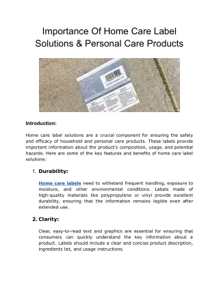Importance Of Home Care Label Solutions & Personal Care Products