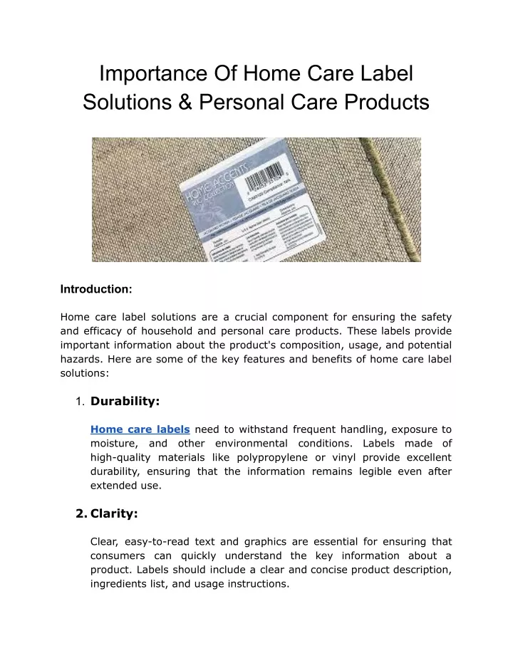 importance of home care label solutions personal