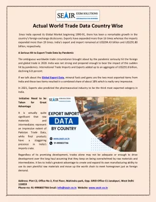 Actual world trade data Country Wise