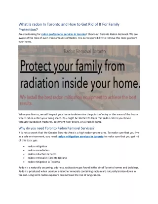 what is radon in toronto and how to get rid what