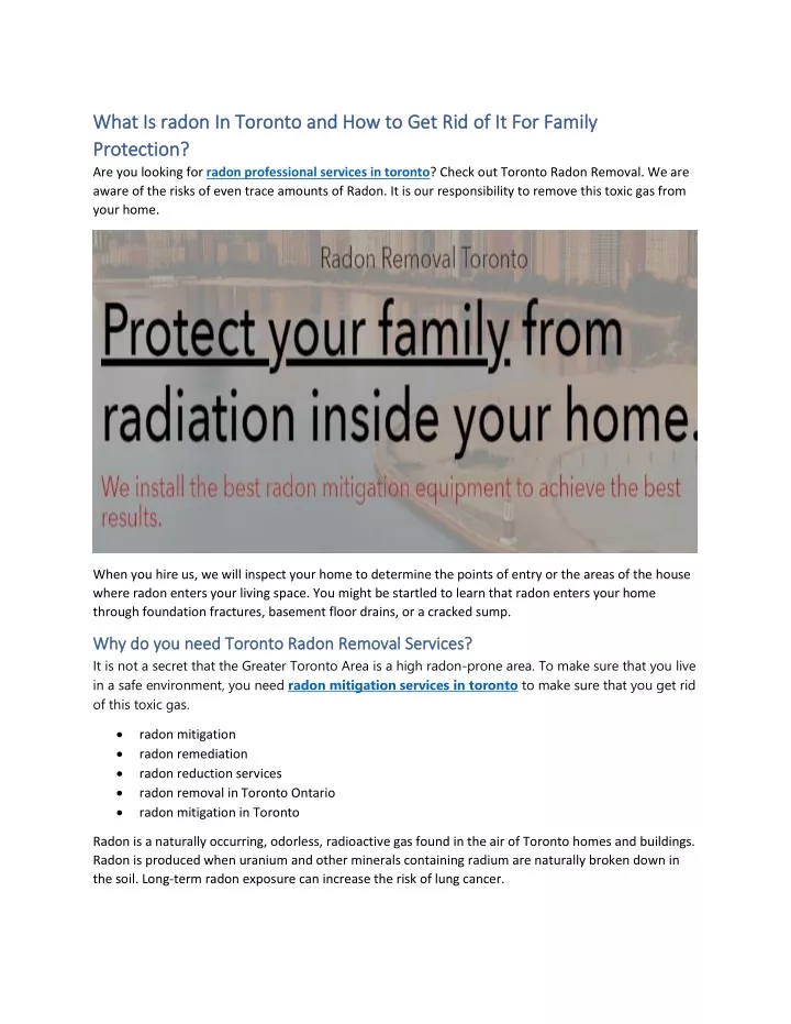 what is radon in toronto and how to get rid what