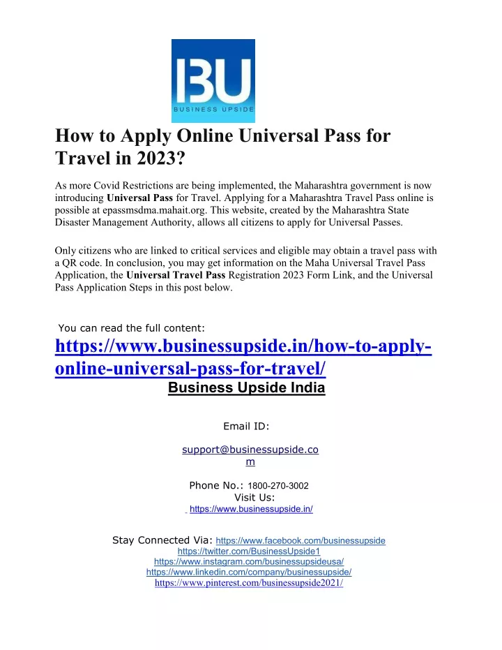 how to apply online universal pass for travel