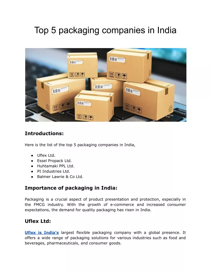 top 5 packaging companies in india