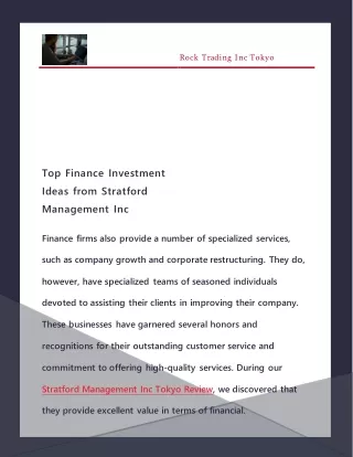 Top Finance Investment Ideas from Stratford Management Inc