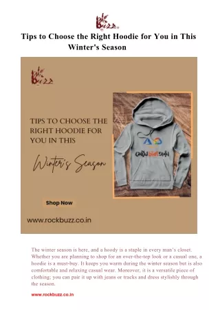 Tips to Choose the Right Hoodie for You in This Winter's Season