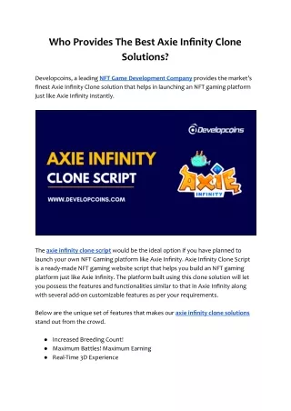 who provides the best axie infinity clone