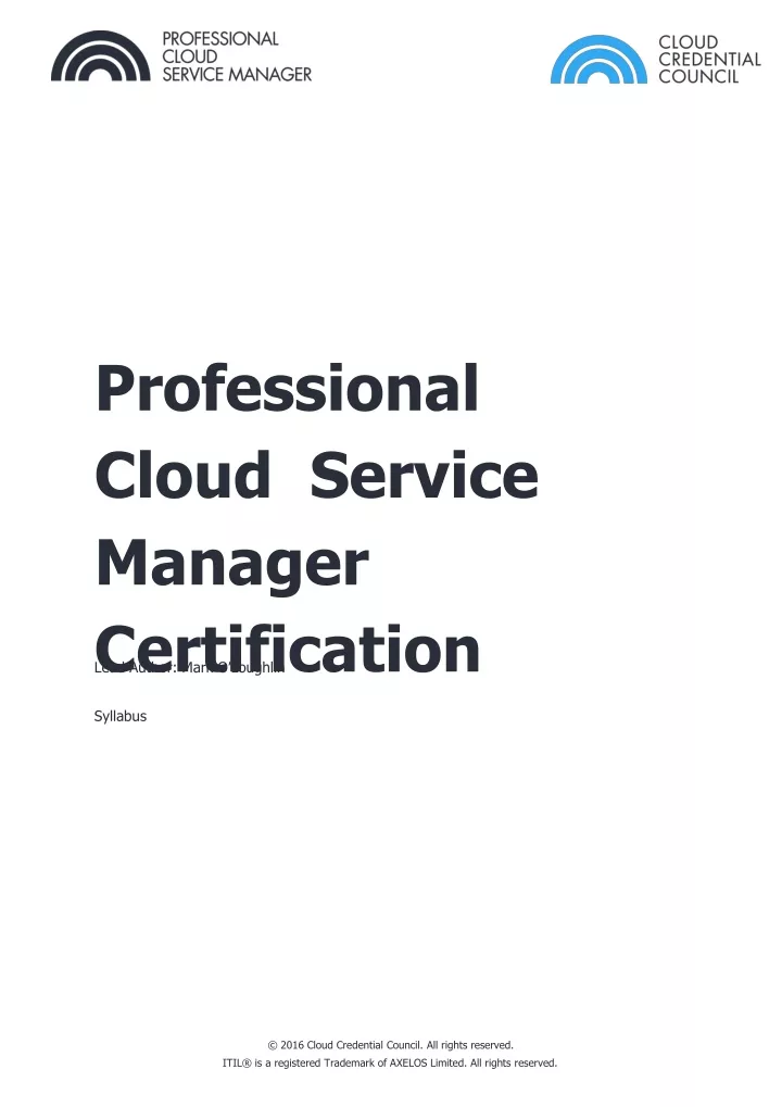 professional cloud service manager certification syllabus