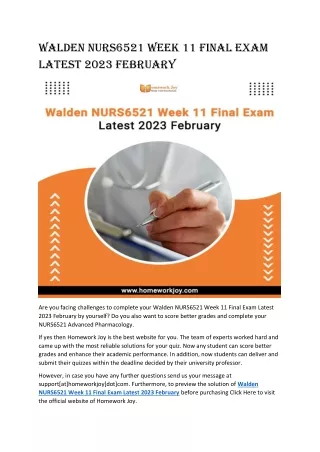 Walden NURS6521 Week 11 Final Exam Latest 2023 February