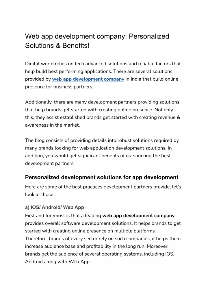 web app development company personalized
