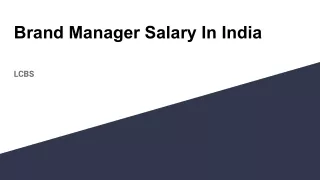 Brand Manager Salary In India