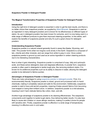 soapstone powder in detergent powder