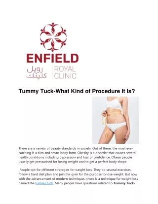 Tummy Tuck procedure in Dubai